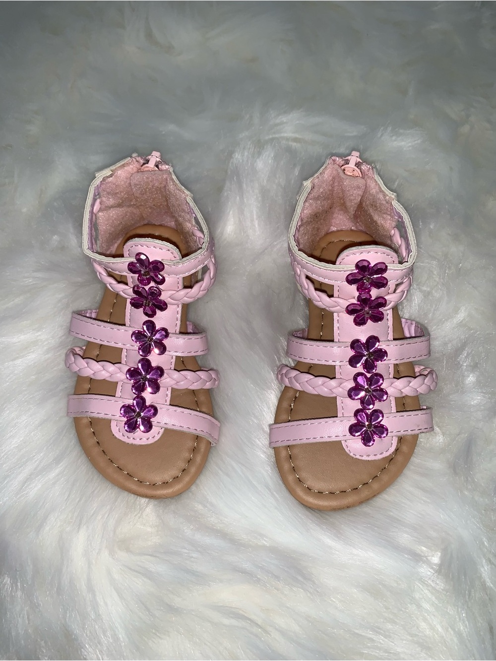 Girls Pink Flower Sandals - Size Tiddler 5
